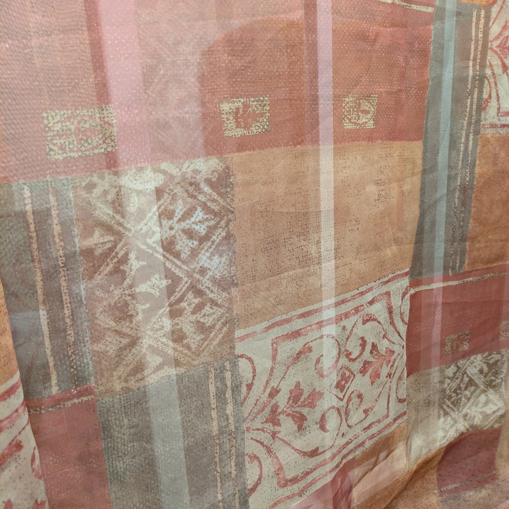 Sheer Fabric, Soft Green, Terracotta, Sienna, Tawny Brown. 3 yds
